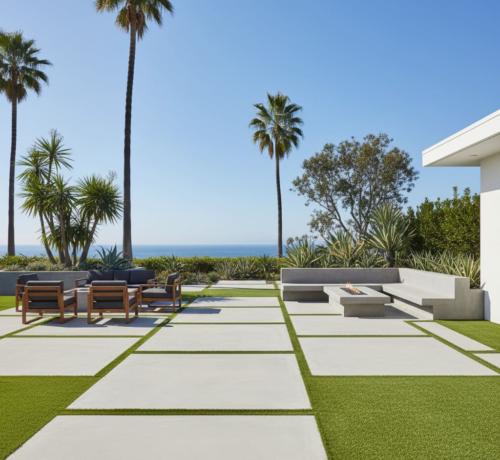 concrete with turf design